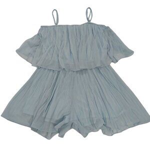 Blue XLURA XXL Off Shoulder Pleated Ruffled Terylene Romper Dress For Women.